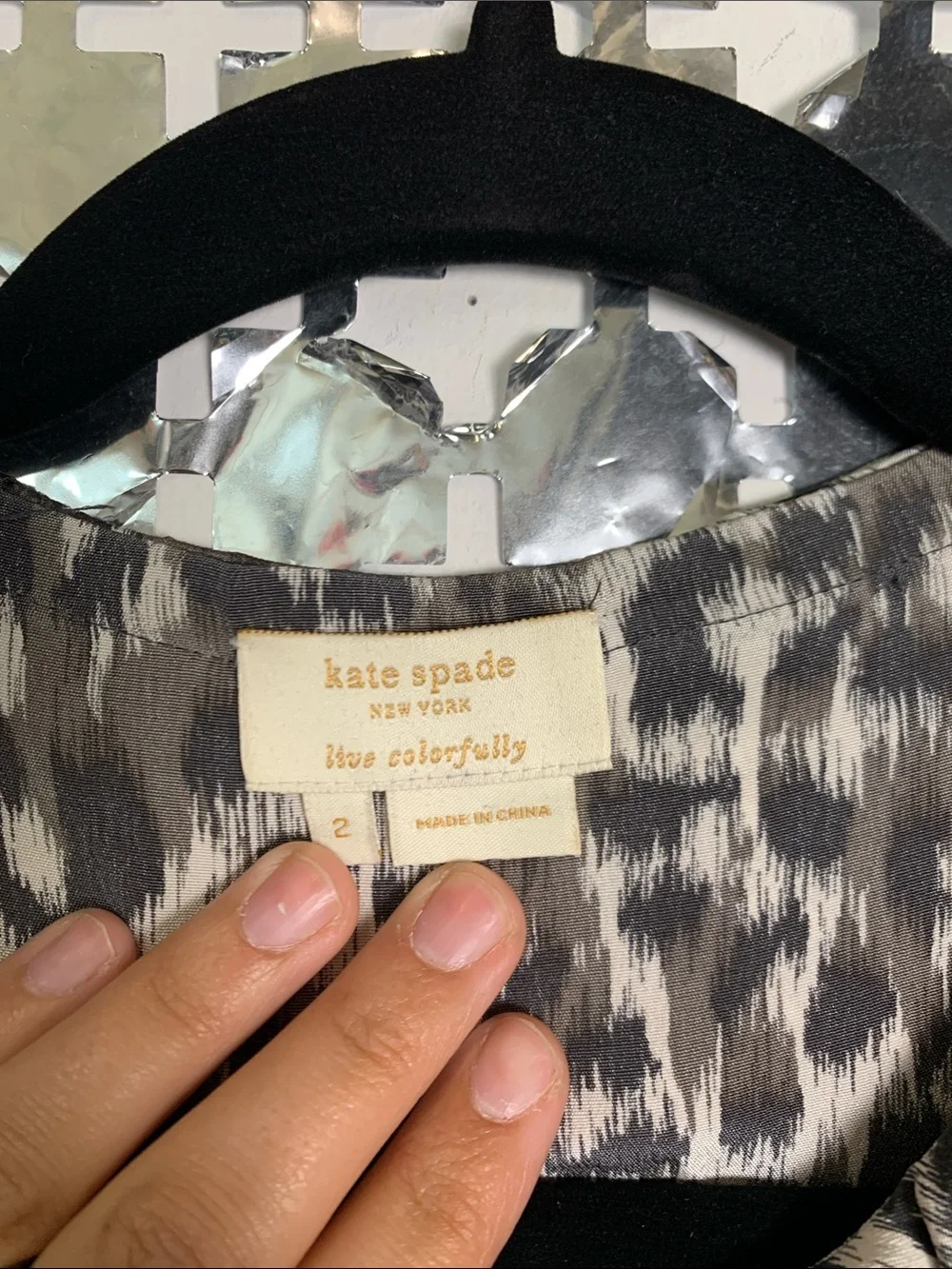 kate spade Black & Cream Leopard-Print Button Blouse